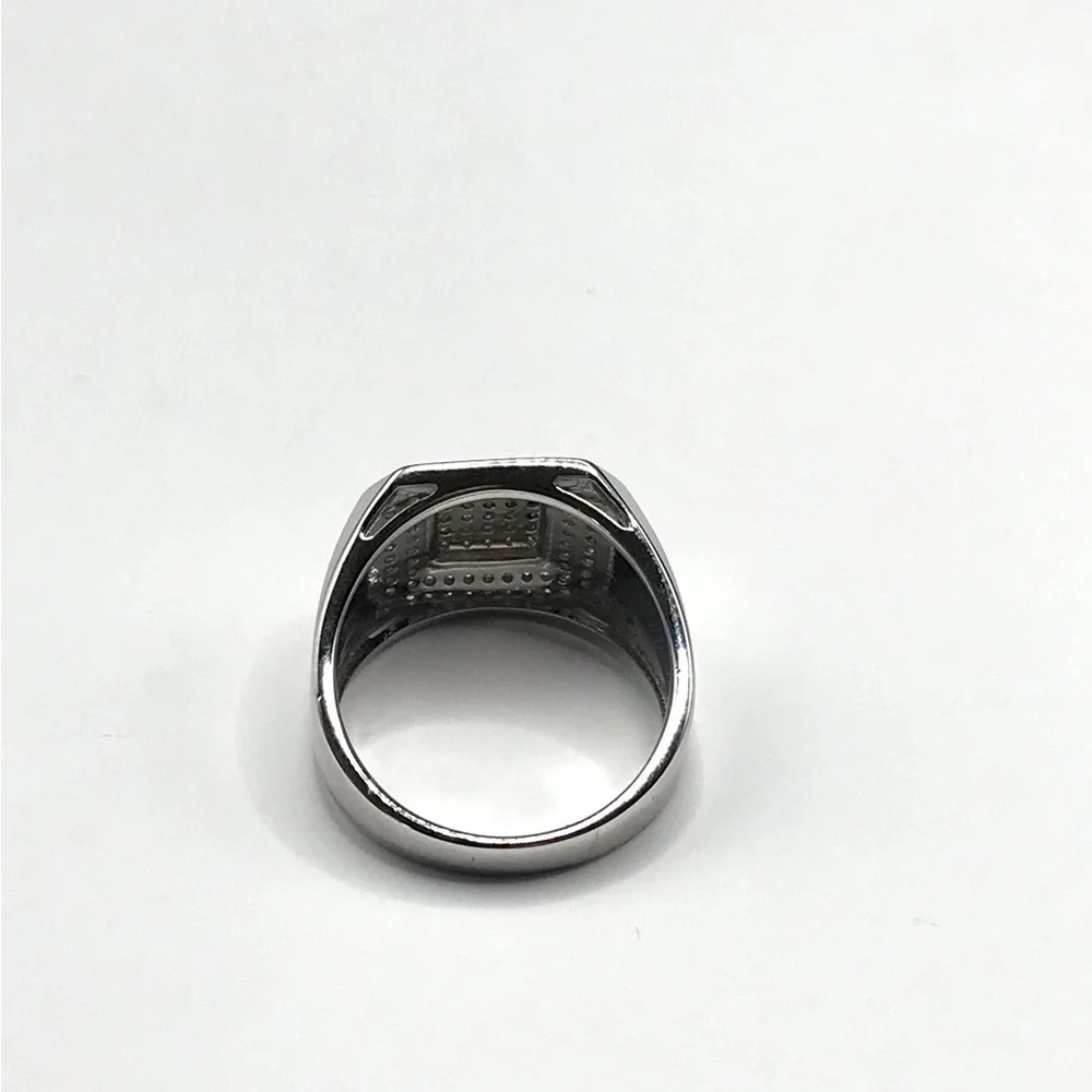 925 Sterling Silver Pavé Square Men’s Ring 1.50CT MOISSANITE Size 9